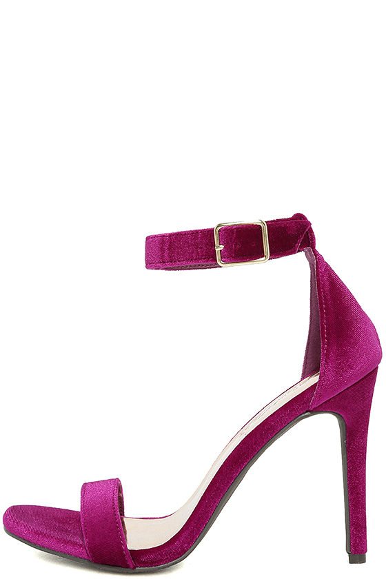Chic Wine Purple Heels - Ankle Strap Heels - Velvet Heels - Single Sole  Heels - - Lulus