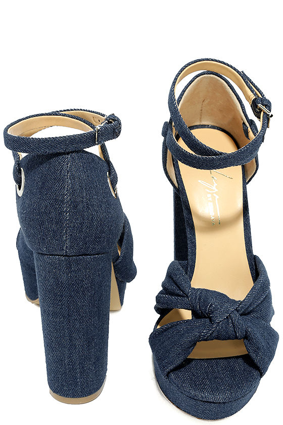Daya by Zendaya Mission - Blue Denim Heels - Platform Heels - $99.00
