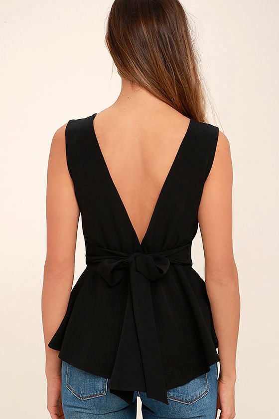 Sexy Black Top Peplum Top Sleeveless Top 3700 1138