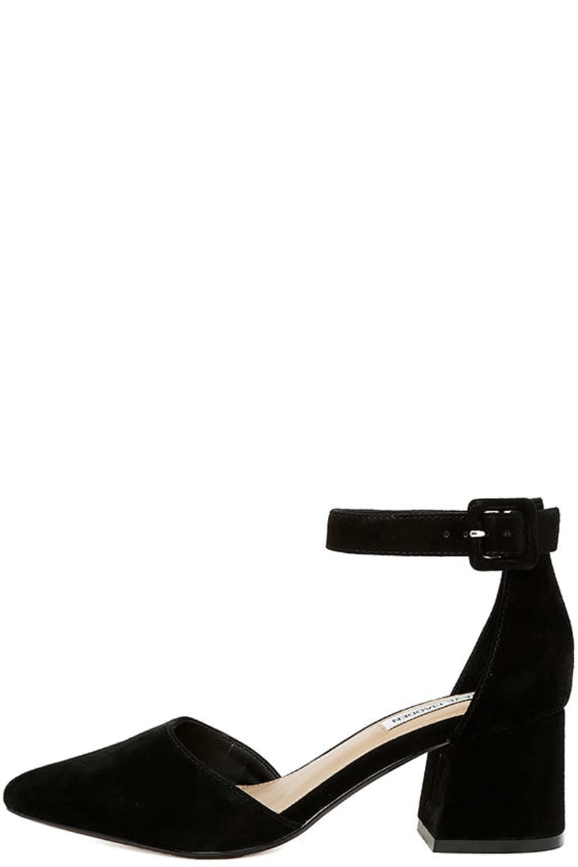 Steve Madden Dainna Heels - Black Suede Leather Heels - Ankle Strap Heels -  $89.00 - Lulus