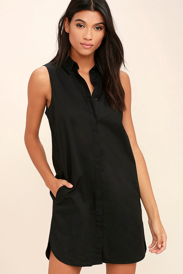 Chic Black Dress - Shirt Dress - Button-Up Dress - Black Collared Dress -  $43.00 - Lulus