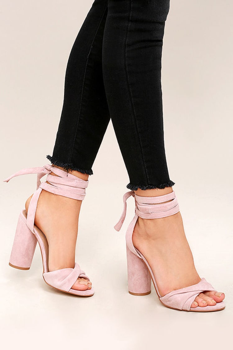 Steve Madden Clary Heels - Pink Suede Leather Heels - Lace-Up Heels -  $109.00 - Lulus