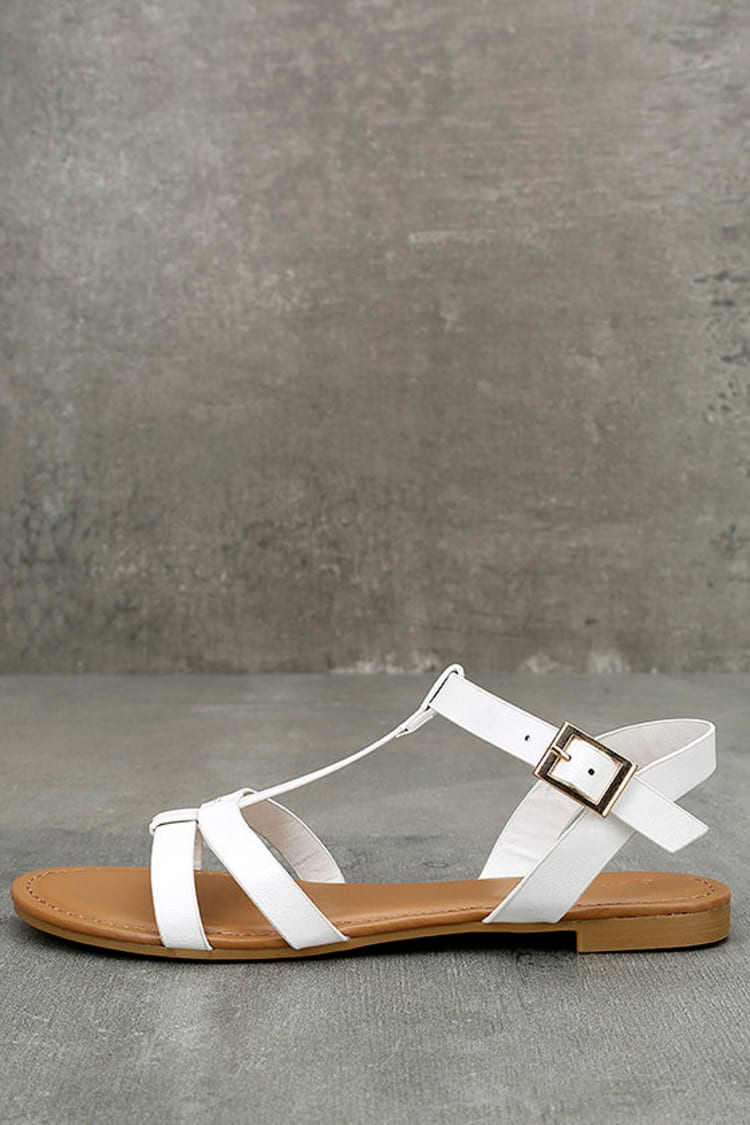 Cute White Flat Sandals - Strappy White Sandals - Vegan Leather Sandals -  $17.00 - Lulus