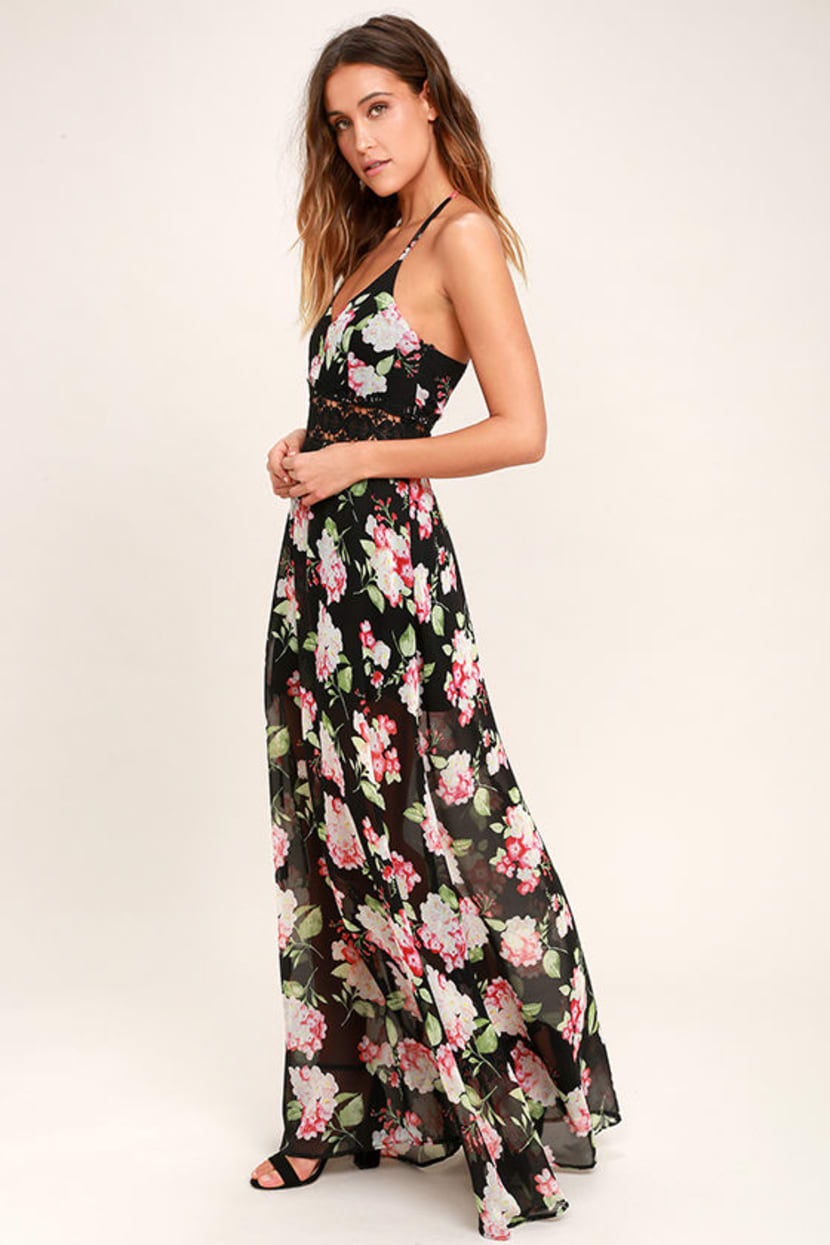 Lovely Black Dress - Floral Print Dress - Maxi Dress - $59.00 - Lulus