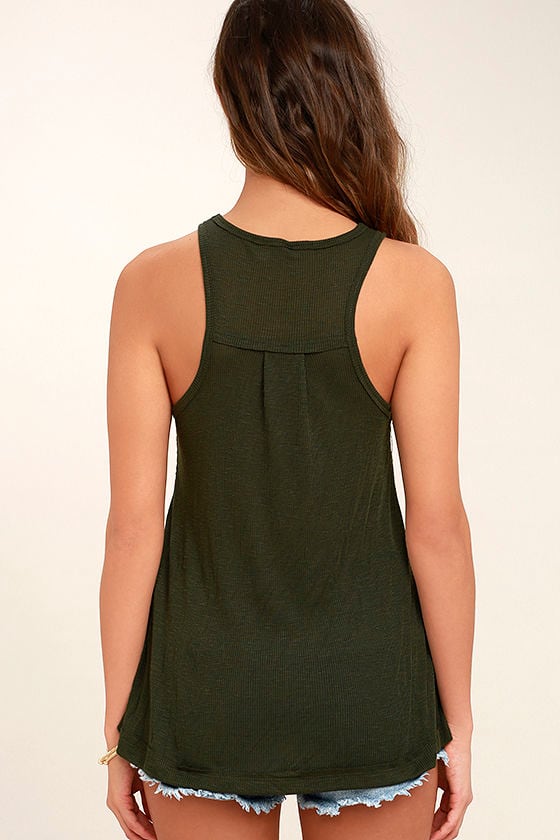 Cool Dark Green Tank Top - Racer Tank Top - Burnout Tank Top - $27.00