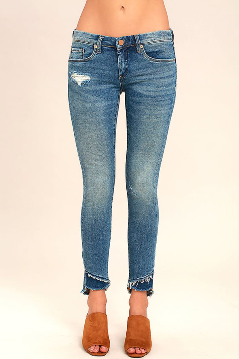Blank NYC Skinny Classique - Distressed Jeans - Raw Hem Jeans - Uneven Hem  Jeans - Lulus
