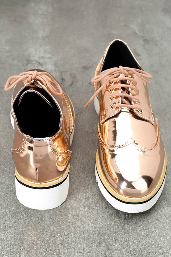 Gold oxford platform shoes online