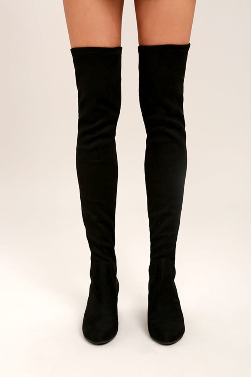 Steve Madden Isaac Boots - Black Suede Boots - Over the Knee Boots - Lulus