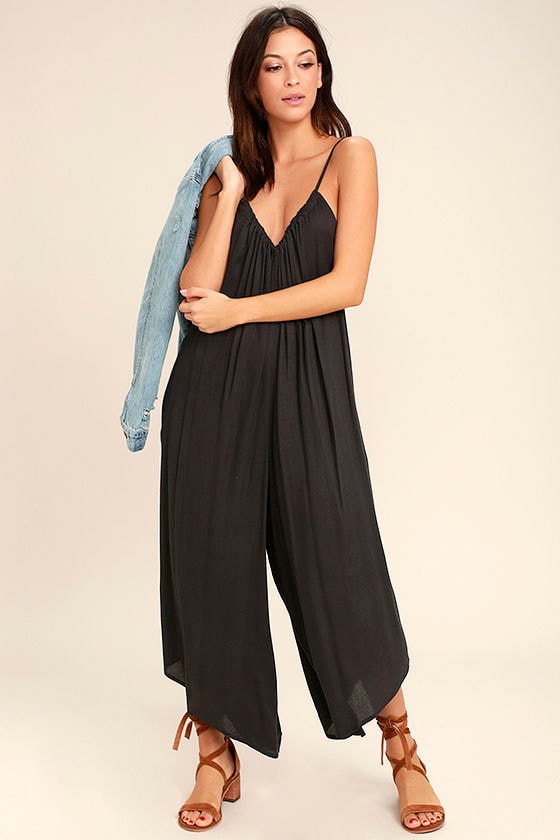 Billabong Del Sur - Washed Black Jumpsuit - Midi Jumpsuit - $64.95 - Lulus