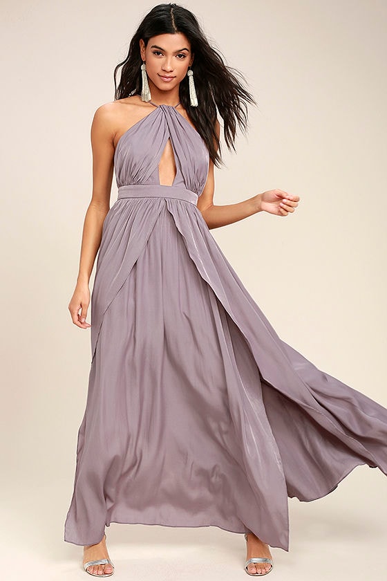 Lovely Dusty Purple Dress - Maxi Dress - Halter Dress - $94.00 - Lulus