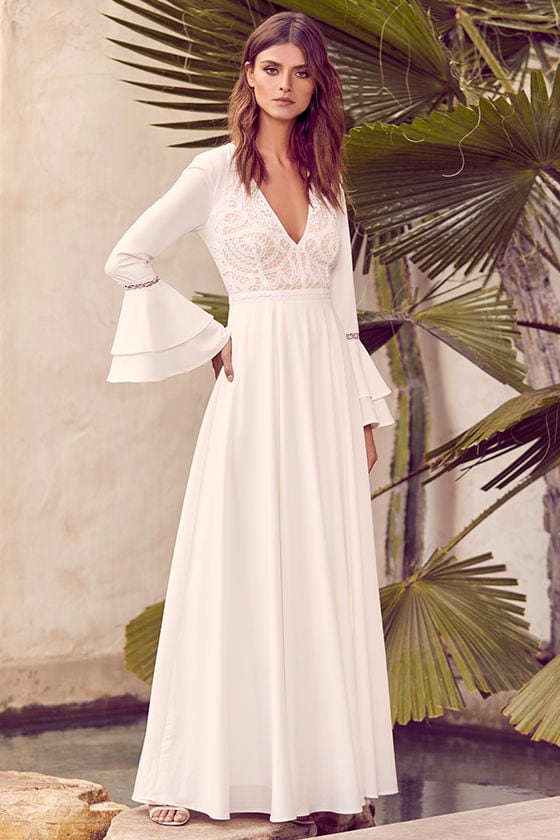 Enchanted Evening White Lace Maxi Dress