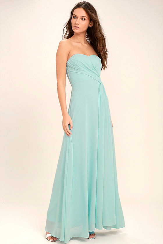 Lovely Maxi Dress - Mint Blue Dress - Strapless Dress - $88.00 - Lulus