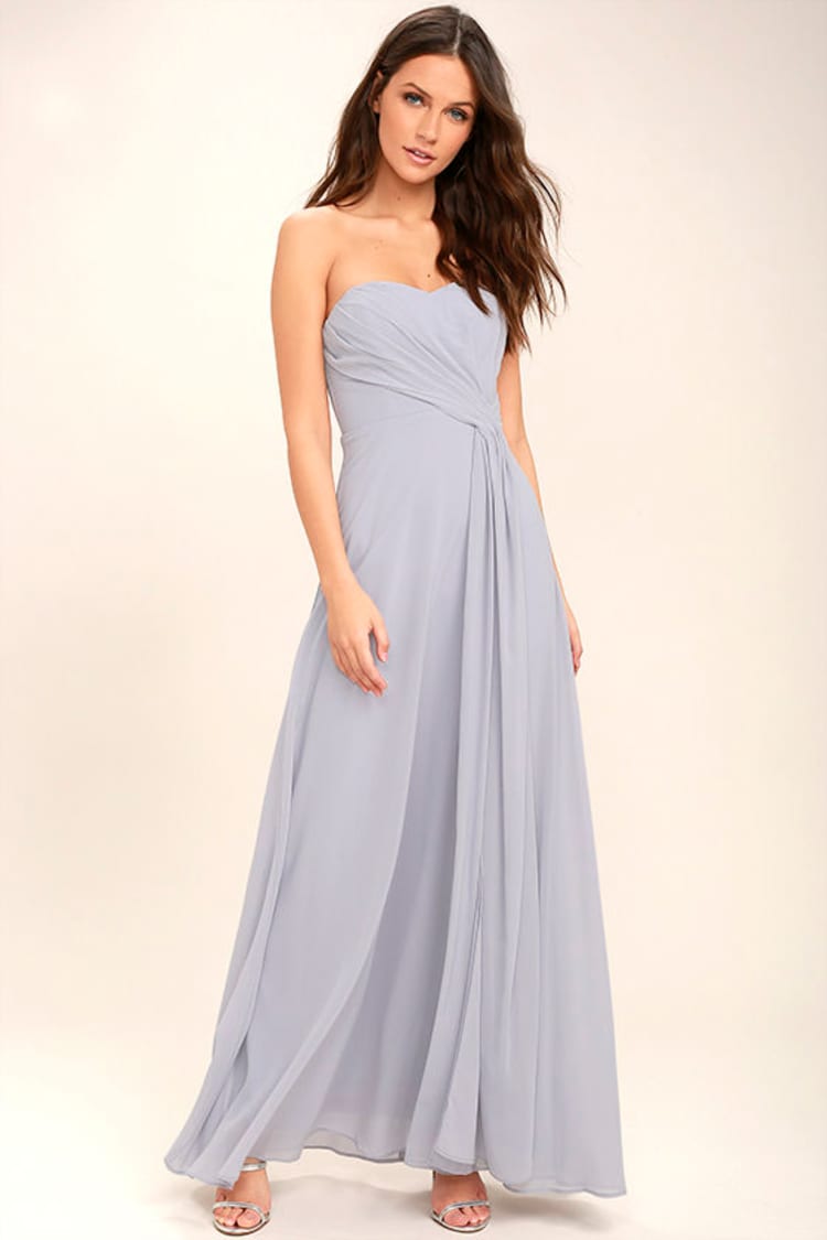 Lovely Maxi Dress - Grey Dress - Strapless Dress - $88.00 - Lulus