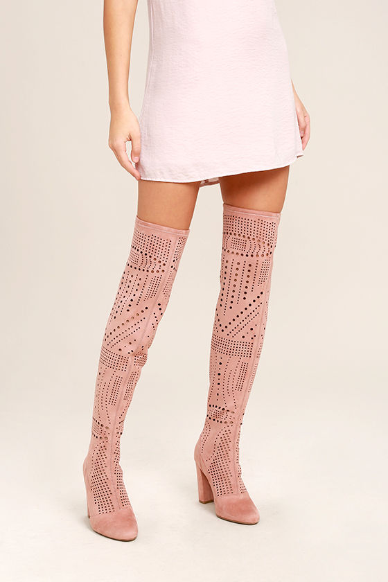 Steve Madden Eden - Pink Suede Boots - Cutout Boots - Over the Knee Boots -  Lulus