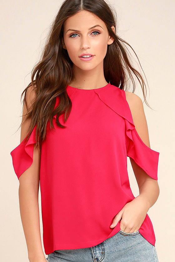 Cute Fuchsia Top - Off-the-Shoulder Top - Blouse - $37.00 - Lulus