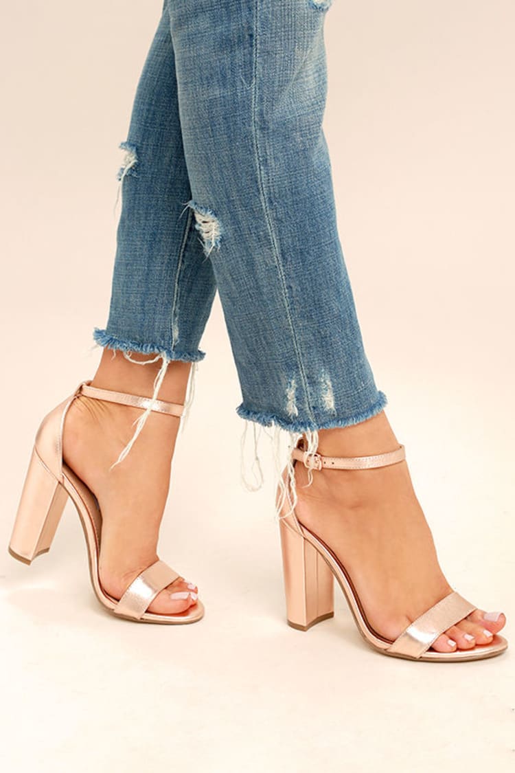 Cute Rose Gold Heels - Metallic Heels - Ankle Strap Heels - $89.00 - Lulus