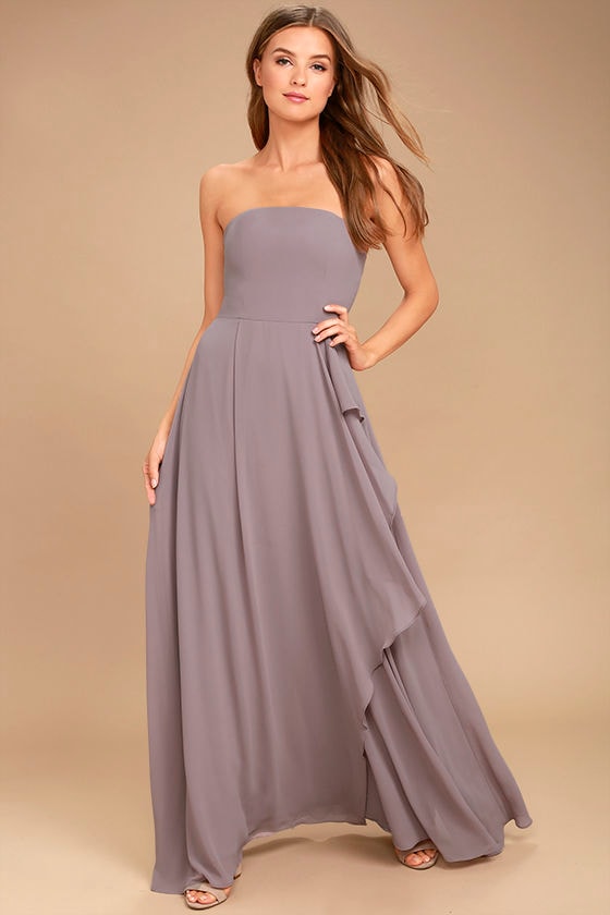 Elegant Taupe Dress Strapless Maxi Dress Strapless Dress 84 00