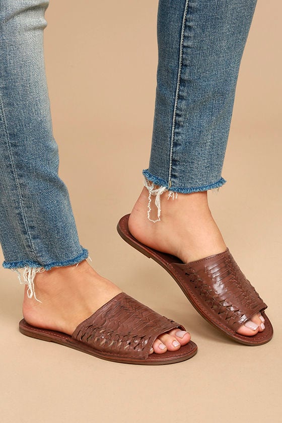 dark brown slide sandals