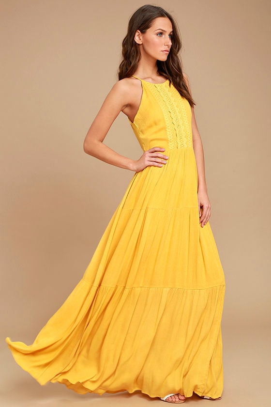golden yellow maxi dress