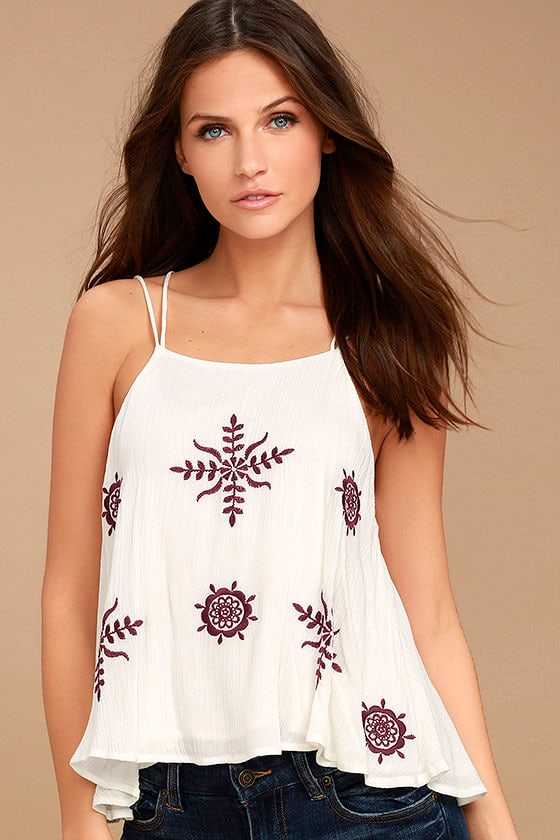 Lovely White Top - Embroidered Top - Crop Top - Tank Top - $36.00 - Lulus