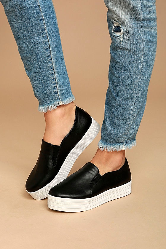 Cute Black Sneakers - Black Flatform Sneakers - Vegan Leather Sneakers -  $27.00 - Lulus