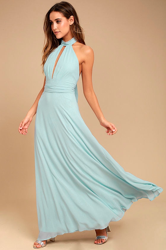 Stunning Light Blue Maxi Dress - Halter Maxi - Backless Maxi - $89.00 ...