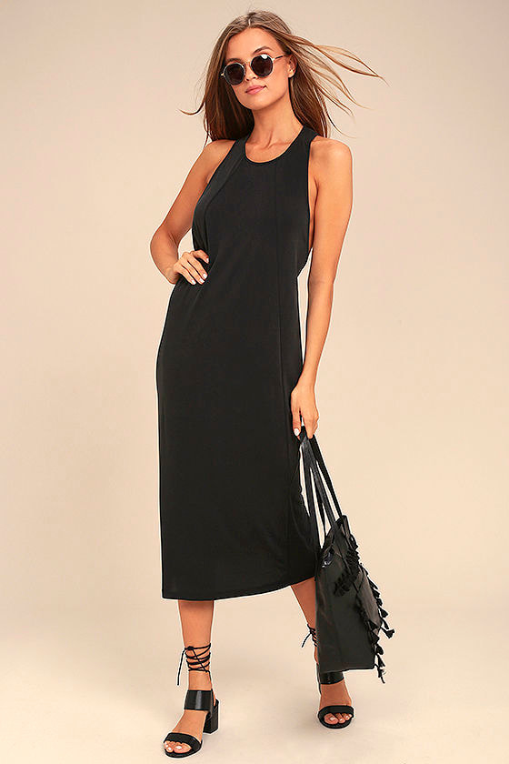 Cool Washed Black Dress - Midi Dress - Racerback Dress - $39.00 - Lulus