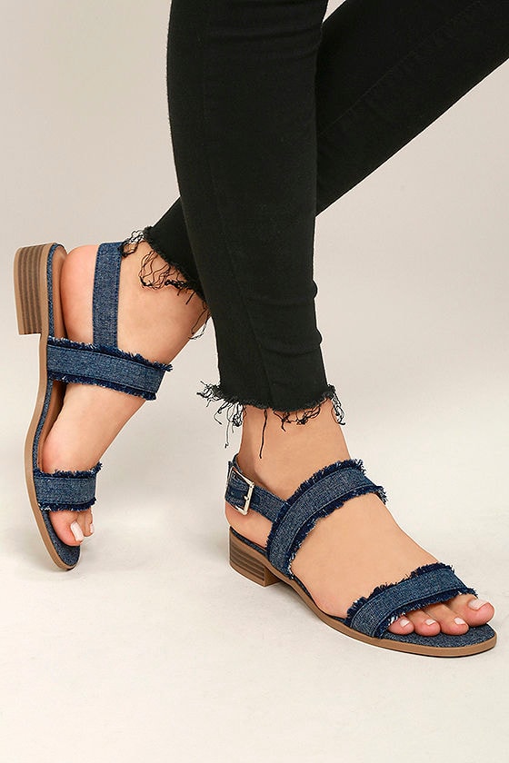 Cute Denim Sandals - Heeled Sandals - Vegan Sandals - $29.00 - Lulus