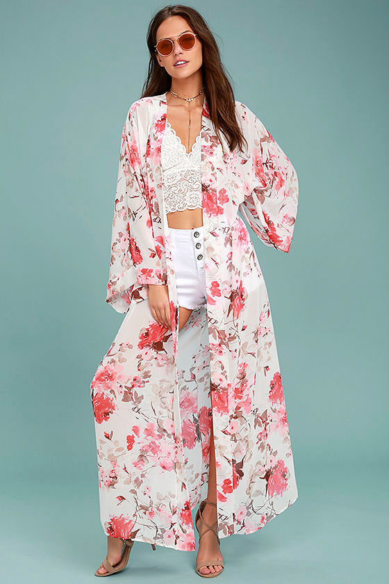 floral maxi kimono