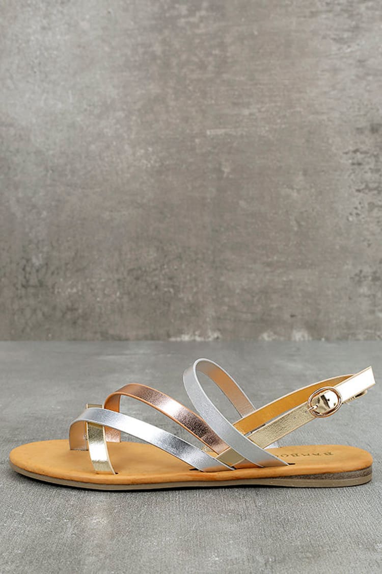 Chic Metallic Sandals - Multi Colored Sandals -Vegan Leather - Lulus