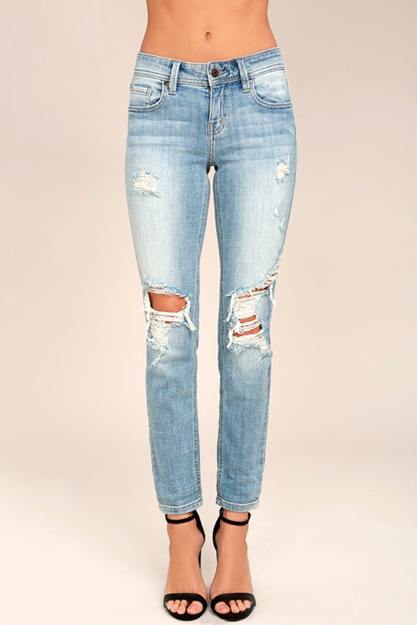 Classic Light Wash Jeans - Skinny Jeans - Distressed Jeans - Lulus