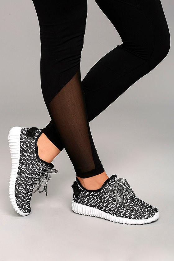 Cool Black and White Knit Sneakers - Knit Athletic Shoes - Black Sneakers -  $25.00 - Lulus