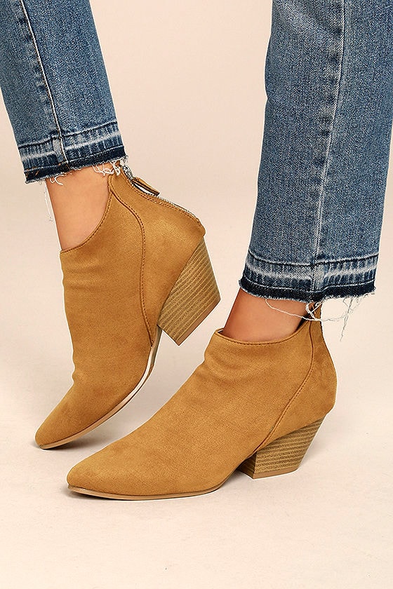 Misha Moss Tan Suede Ankle Booties