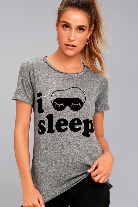 Chaser I Sleep Sleep - Heather Grey Tee - Graphic Tee - Lulus