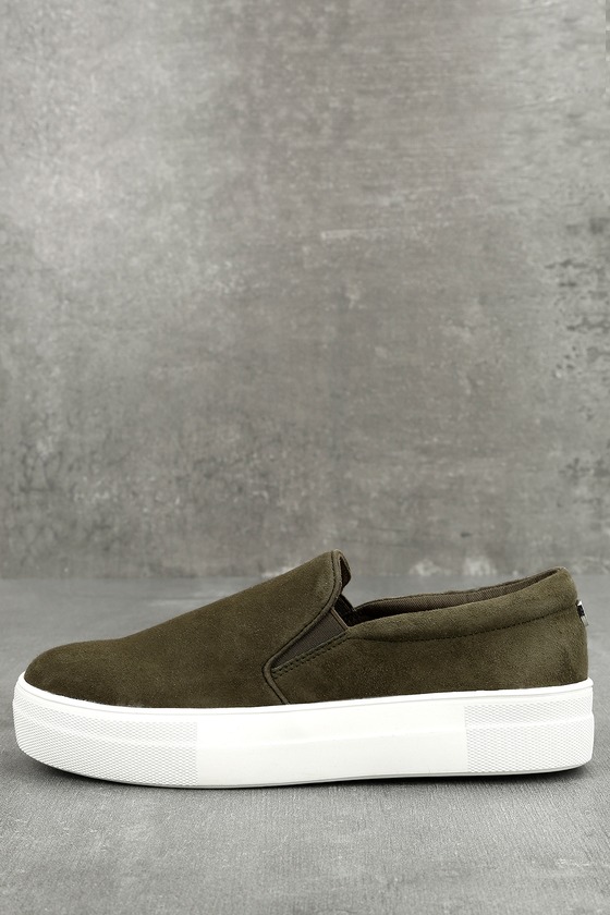 olive green slip on sneakers