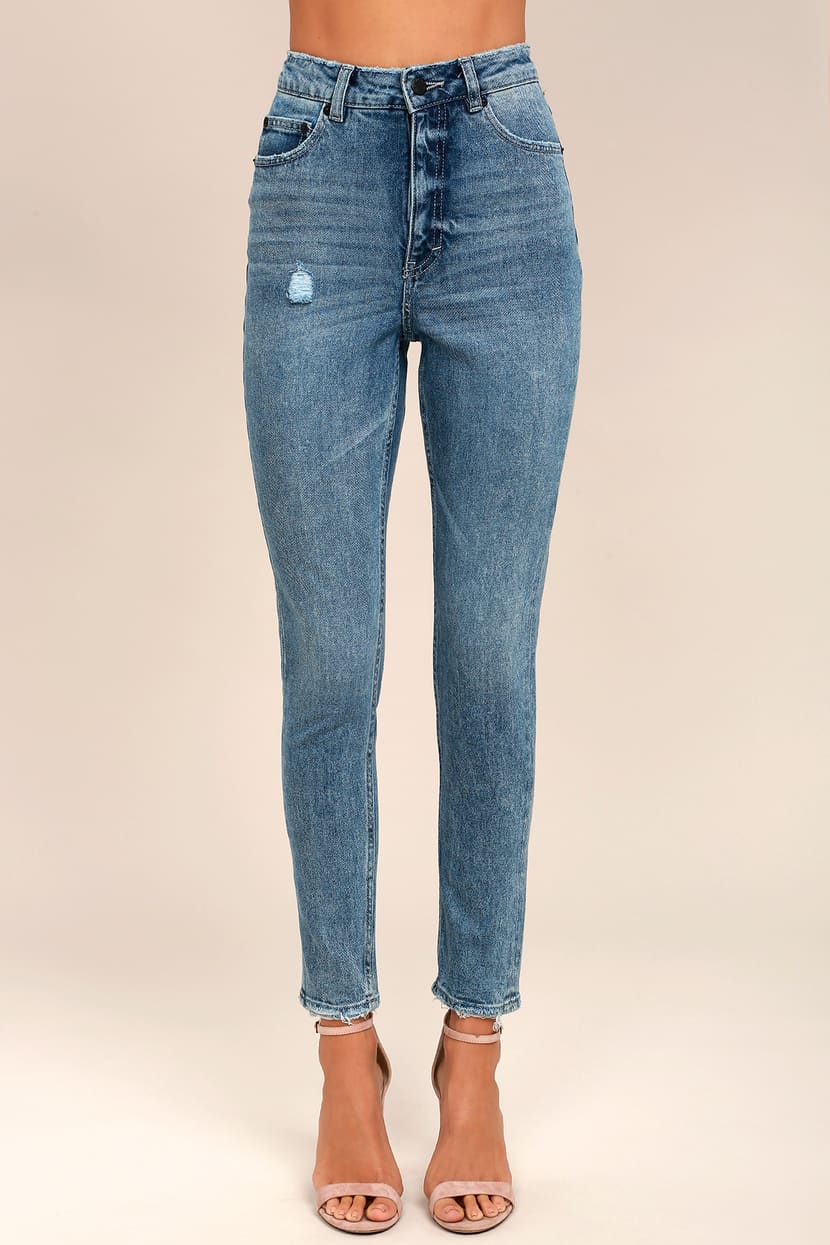 Cheap Monday Donna Jeans - Medium Wash Jeans - High-Waisted Jeans - Lulus