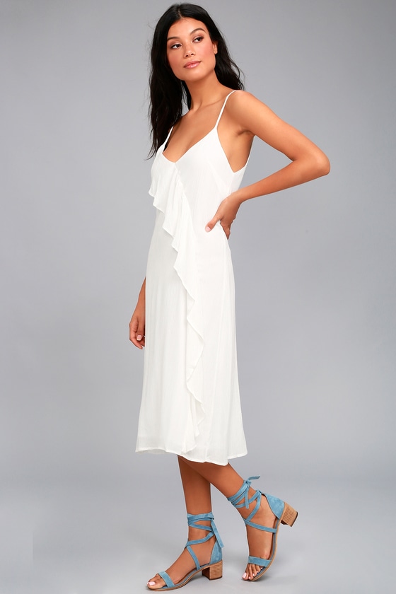 Chic White Midi Dress White Ruffle Dress Lwd Lulus