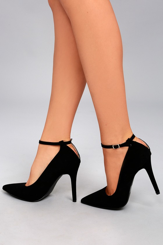 Sexy Black Pumps - Vegan Heels - Ankle Strap Heels - Lulus