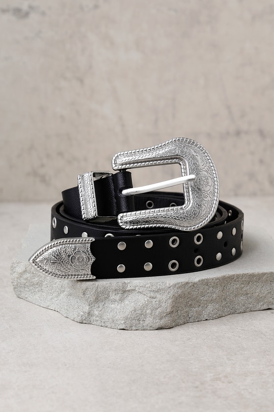 Trendy Black Belt - Studded Belt - Vegan Leather Belt - Lulus
