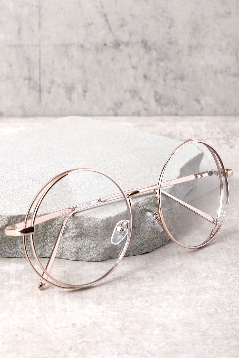 Clear and Rose Gold Glasses - Round Glasses - Clear Glasses - Lulus