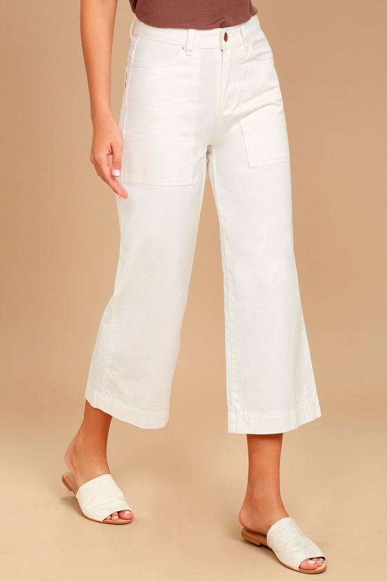 off white wide leg jeans