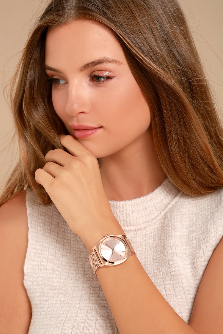 Nixon Time Teller Milanese Watch - All Rose Gold Watch - Lulus