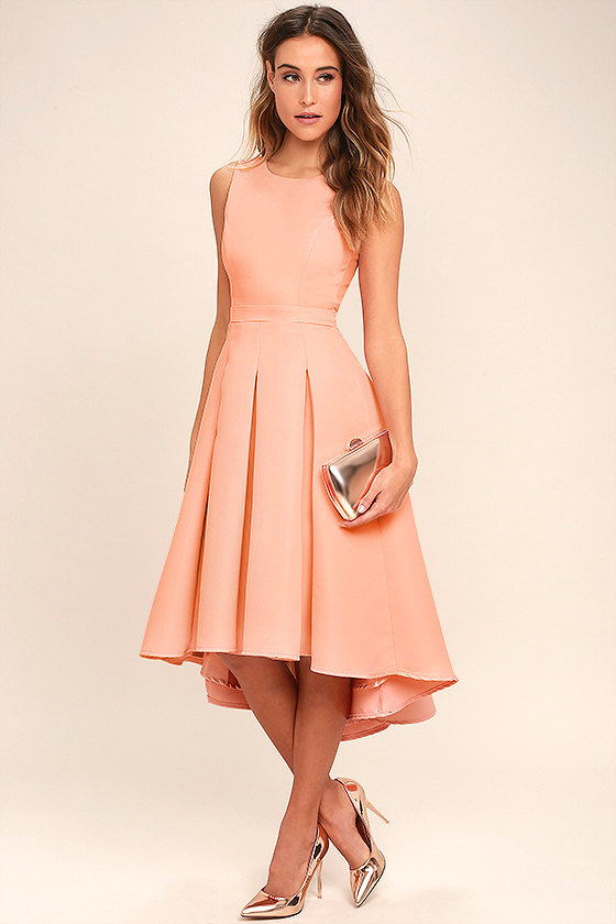 high low blush dress