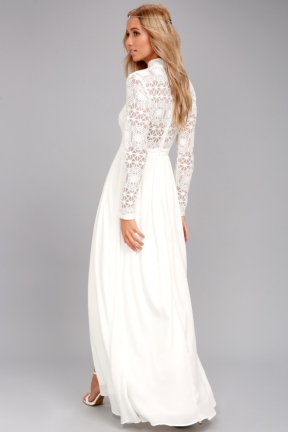 Buy > long sleeve white maxi dress > in stock