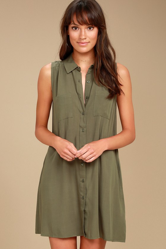 sleeveless shirt dress