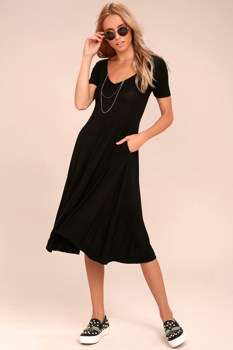 Cheap Monday Disown Dress - Black Midi Dress - Causal Dress - Lulus
