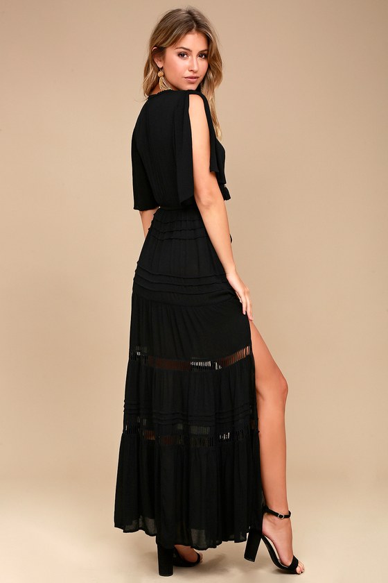 black maxi boho dress