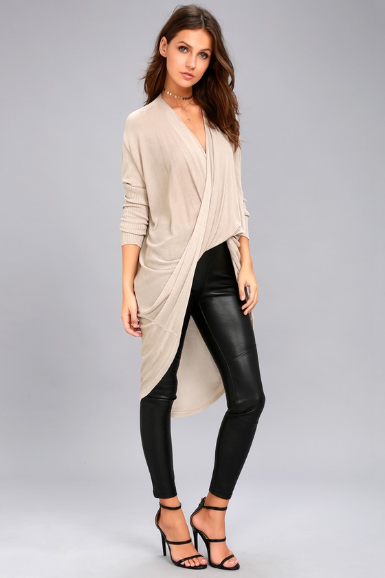 PPLA Lennon Top - Beige Long Sleeve Top - High-Low Top - Lulus