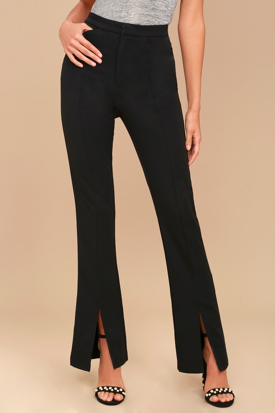 Classic Trouser Pants - Black Pants- High-Waisted Trousers