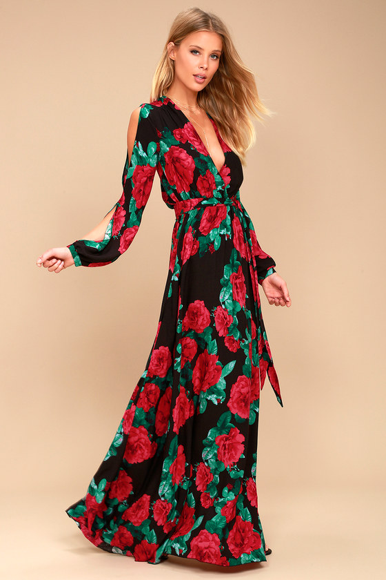 floral long sleeve dress maxi